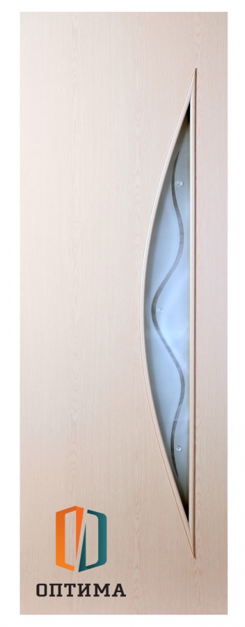 Межкомнатная дверь "Луна", полотно остекленное с фьюзингом (беленый дуб, венге)