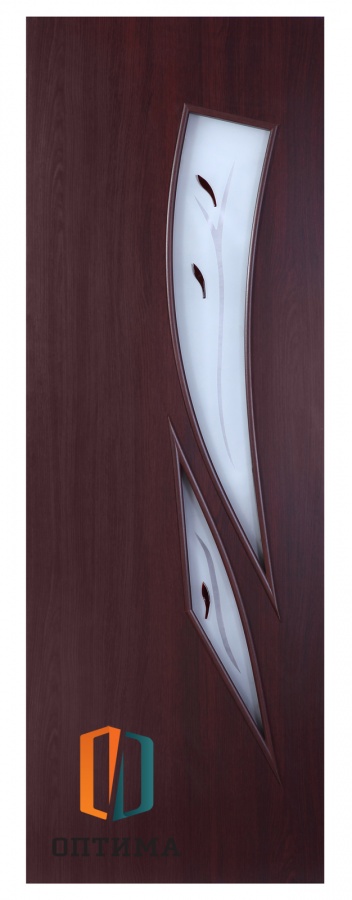 Межкомнатная дверь "Стрелиция", полотно остекленное с фьюзингом (беленый дуб, венге)